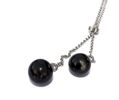Lariat RVS ketting met 2 as in glaskralen